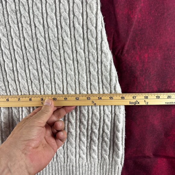 SINCERELY JULES CABLE KNIT TURTLENECK SWEATER DRESS, LIGHT GREY, SIZE XS - Picture 8 of 9